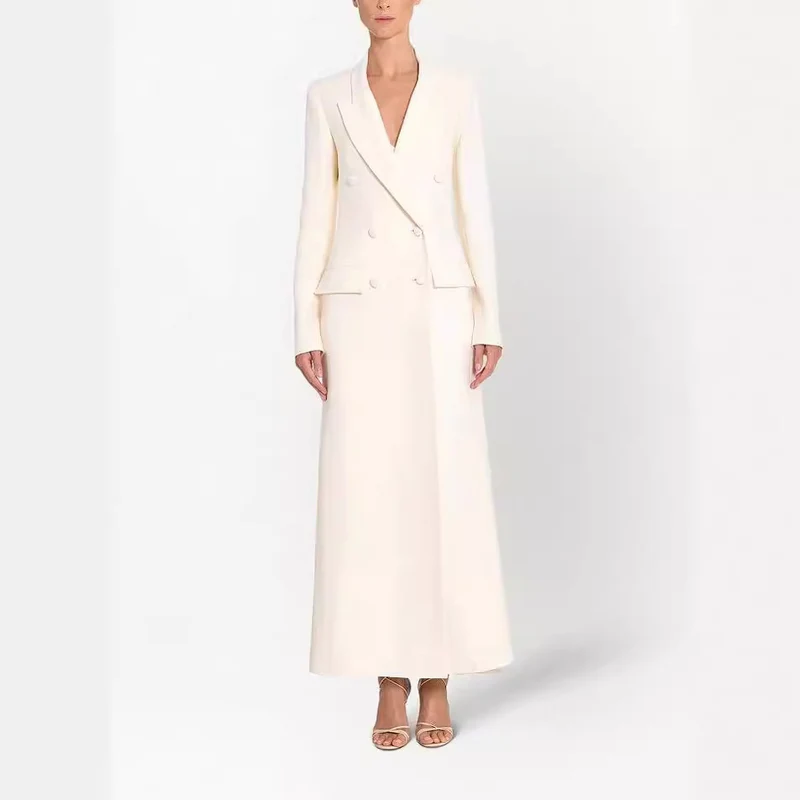 Damen Maxikleid im Blazer‑Stil mit Doppelreiher Nord Taschen