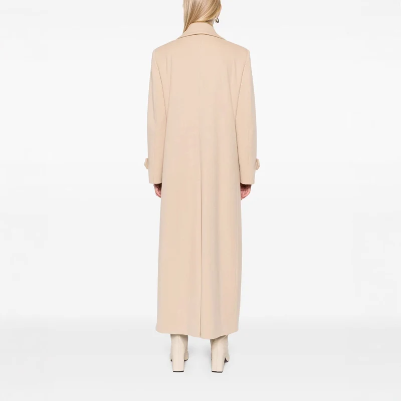 Damen Maxi-Mantel mit doppelreihiger Knopfleiste, weitem Revers und Pattentaschen Nord Taschen