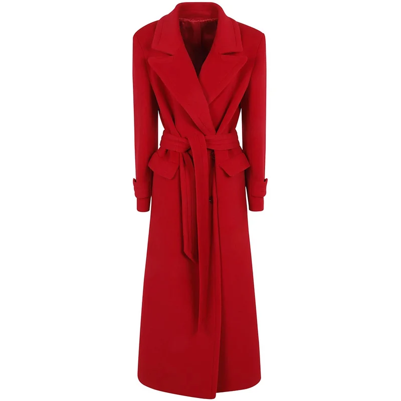 Damen Maxi-Mantel mit doppelreihiger Knopfleiste, weitem Revers und Pattentaschen Nord Taschen