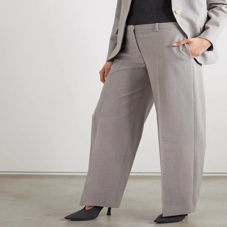 Damen Maßgeschneiderter Hosenanzug mit weitem Bein und einreihigem Blazer Nord Taschen