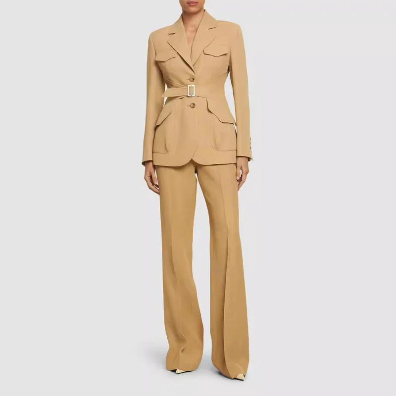 Damen Zweiteiliger Hosenanzug im Tailoring mit tailliertem Blazer und weitem Bein Nord Taschen