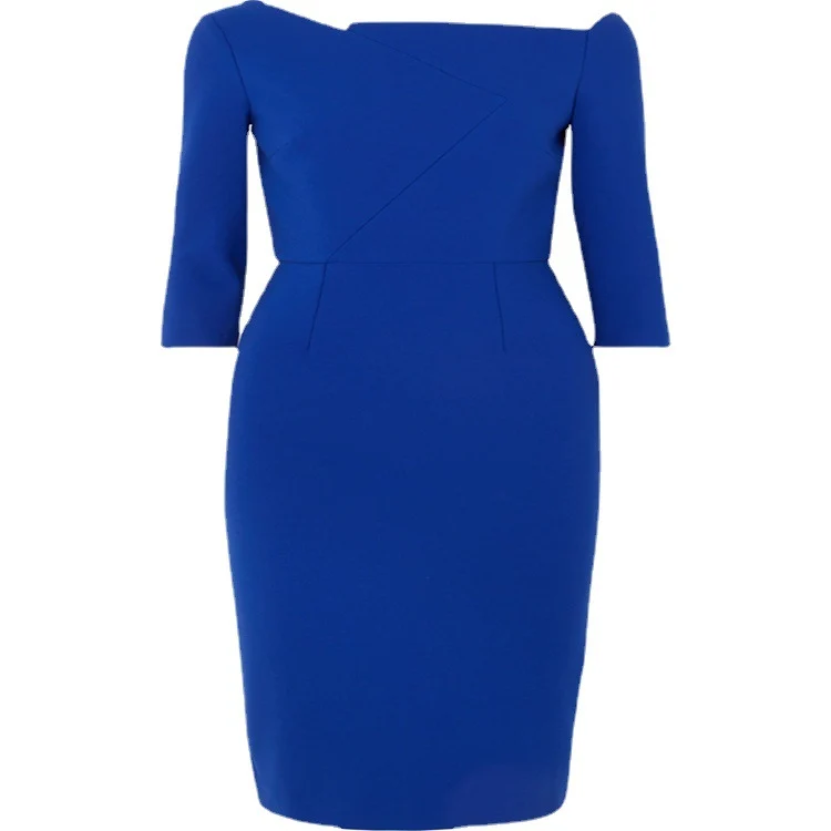 Damen Figurbetontes Bleistiftkleid mit schulterfreiem Carmenkragen und dreiviertelärmeln Nord Taschen