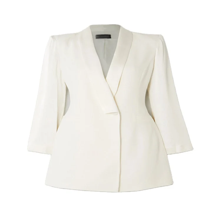 Damen Elegantes tailliertes Blazerkleid mit Schalkragen und tiefem V‑Ausschnitt Nord Taschen