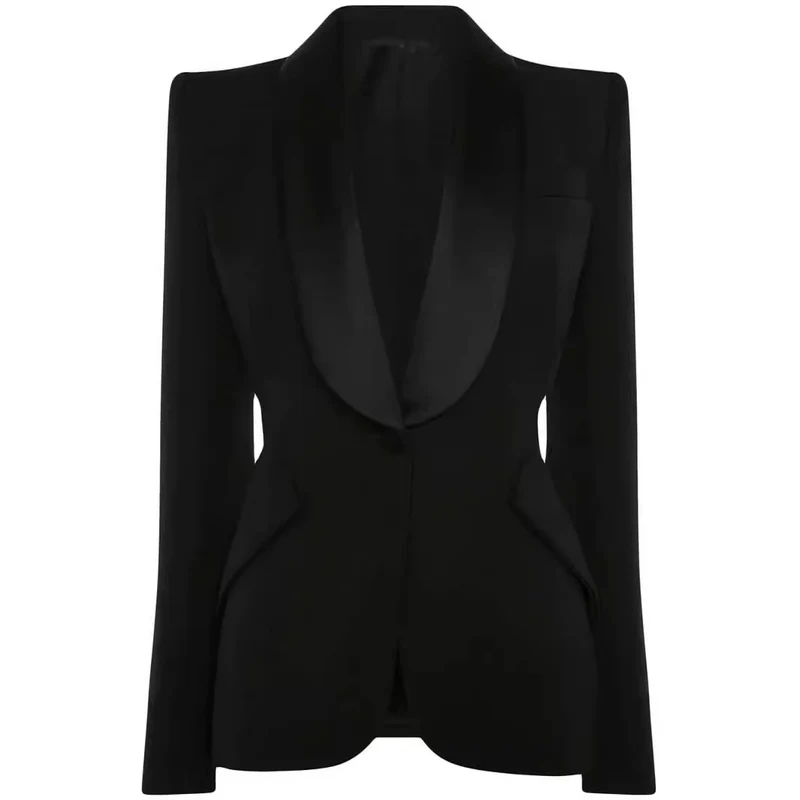 Damen Elegantes Smokingset im Tailoring mit tailliertem Einreihblazer und weiter Palazzohose Nord Taschen