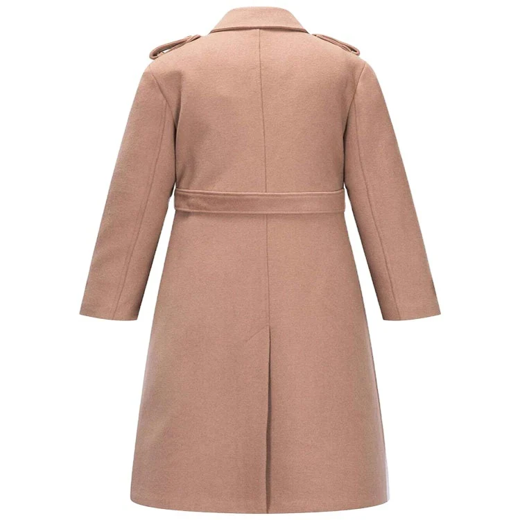 Damen taillierter A‑Linien Trenchcoat aus Woll‑Kaschmirmix mit Taillengürtel und Patten Nord Taschen