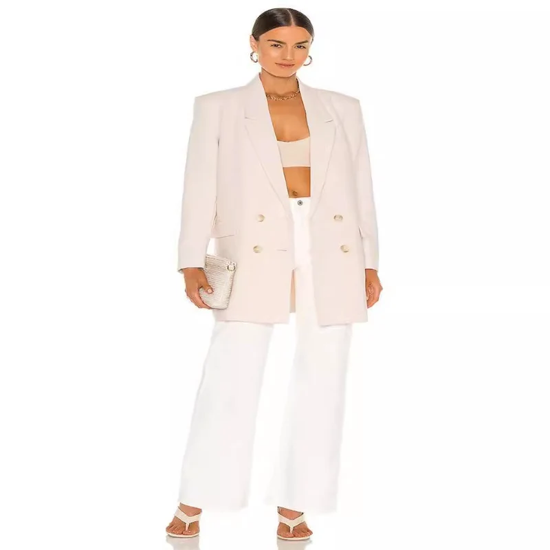 Damen Longline Oversize‑Blazer im Double‑Breasted Tailoring mit verlängertem Schnitt Nord Taschen