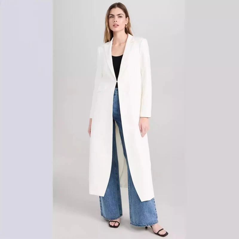 Damen Longline-Mantelblazer mit offenem Frontschlitz und schmaler Silhouette Nord Taschen