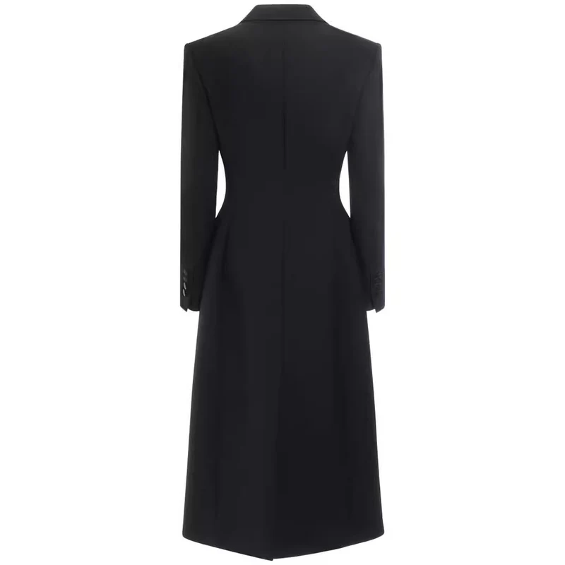 Damen Longline Einreihiger Mantel mit dezenter Taillierung und Spitzrevers Nord Taschen