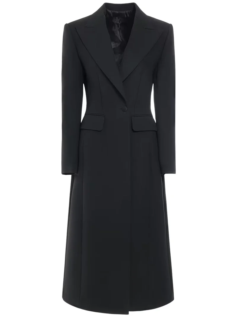 Damen Longline Einreihiger Mantel mit dezenter Taillierung und Spitzrevers Nord Taschen