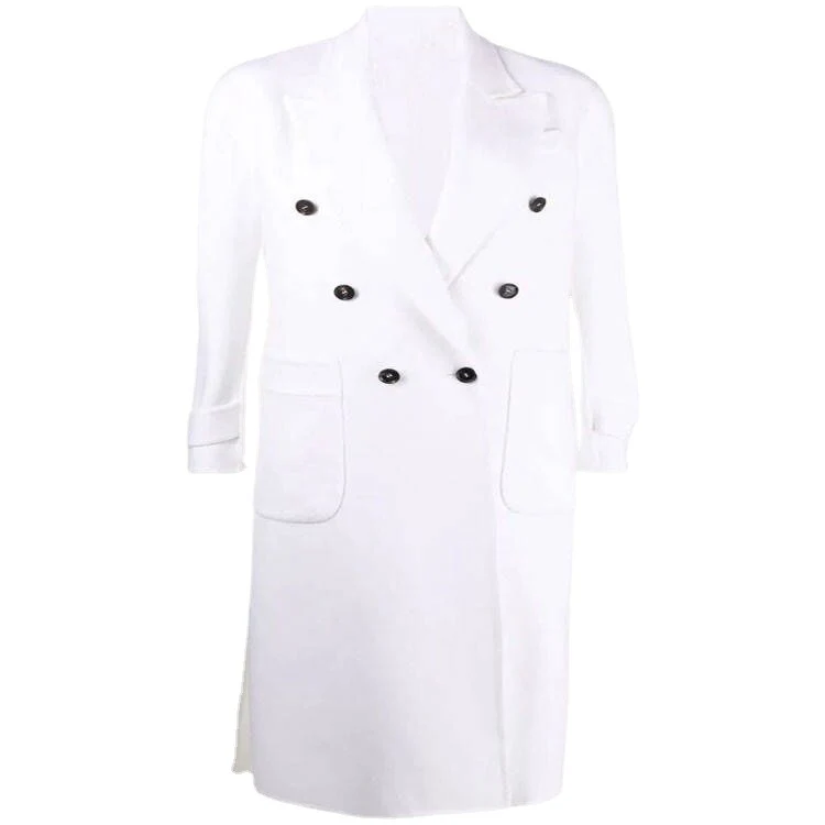 Damen Zweireihiger Midimantel im modernen Tailoring mit verlängertem Revers und aufgesetzten Taschen Nord Taschen