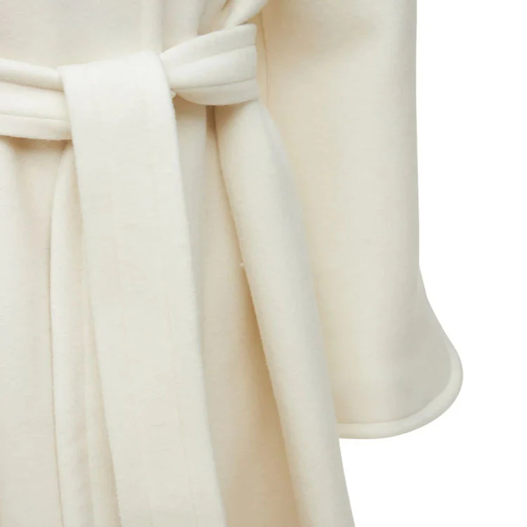 Damen Wollmix-Mantel im Kimono-Schnitt mit Bindegürtel und verdeckter Knopfleiste Nord Taschen