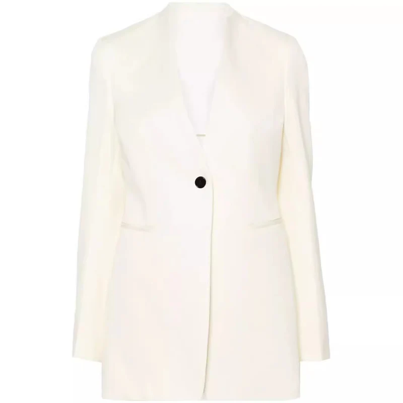 Damen Elegantes Einreihiges Longblazer-Set mit weiter Palazzo-Hose Nord Taschen