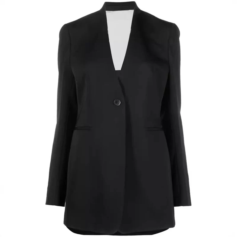Damen Elegantes Einreihiges Longblazer-Set mit weiter Palazzo-Hose Nord Taschen