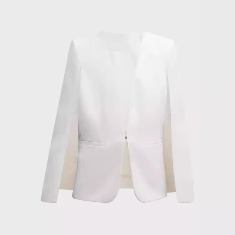 Damen Elegantes Cape‑Blazer‑Set mit offenem Ärmelschlitz und schmaler Anzughose Nord Taschen