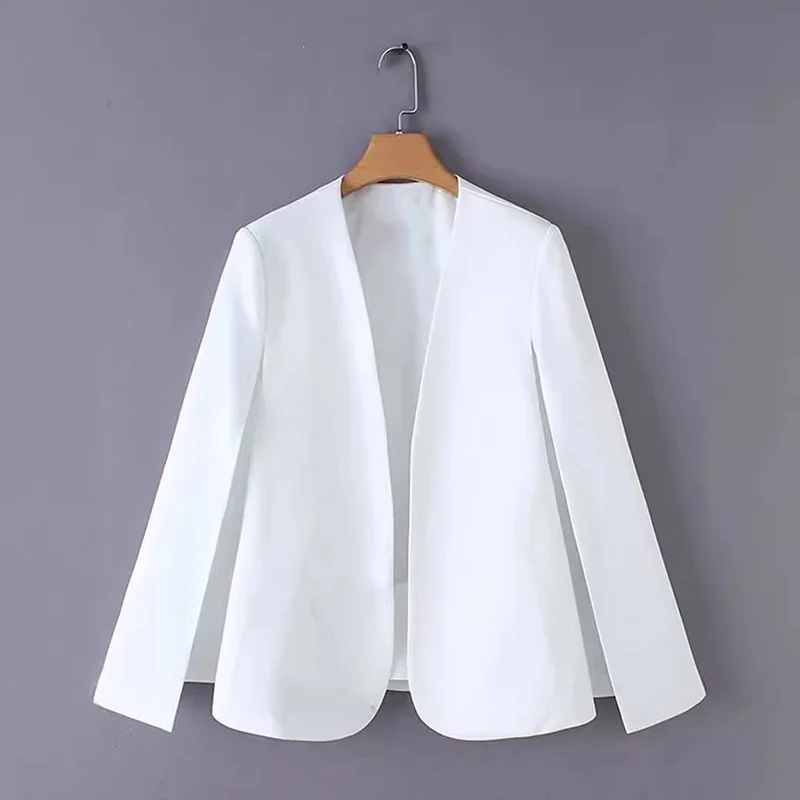 Damen Eleganter Cape‑Blazer mit offenen Ärmelschlitzen und cleanem Fall Nord Taschen