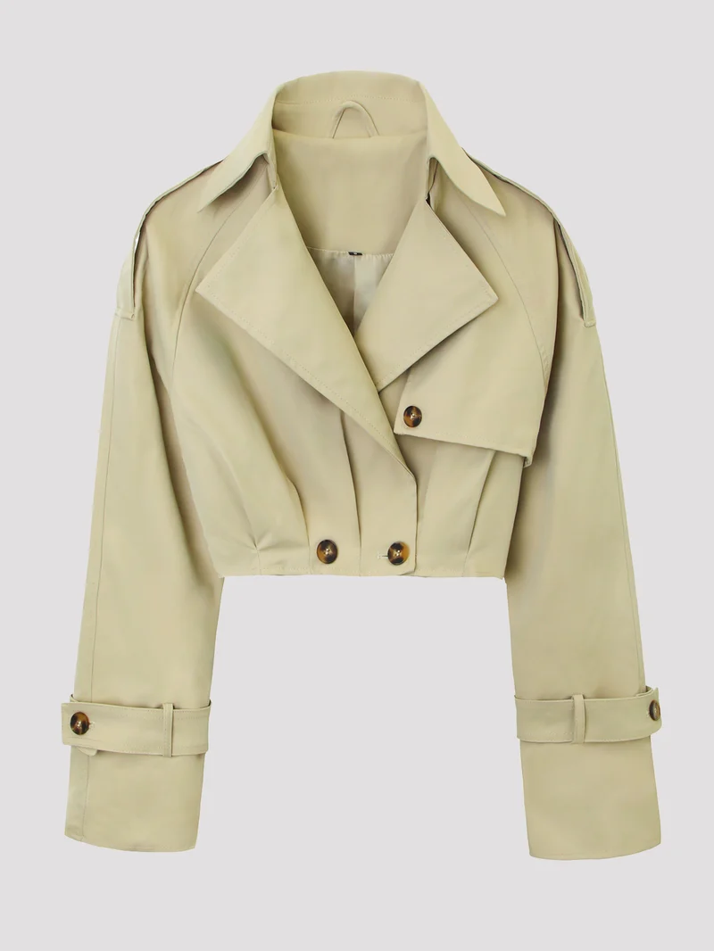 Damen Kurzjacke im Trenchcoat‑Stil mit weitem Revers Nord Taschen