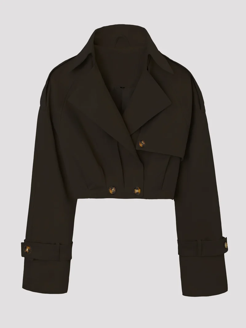 Damen Kurzjacke im Trenchcoat‑Stil mit weitem Revers Nord Taschen