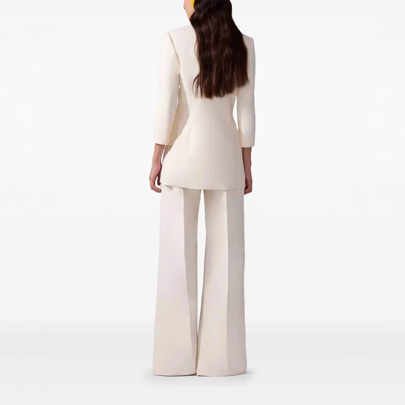 Damen Longblazer-Mantel im Tailoring mit rundem Ausschnitt und verdeckter Knopfleiste Nord Taschen
