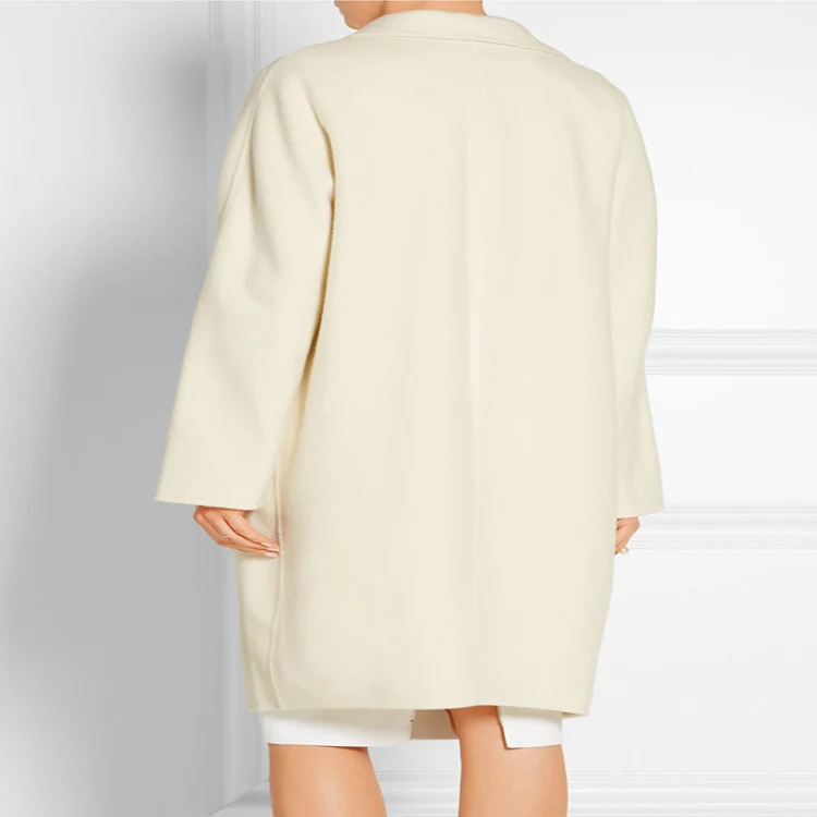 Damen Schlichter Oversize-Longmantel aus Woll‑Kaschmir‑Mix mit dezentem Revers und Ein‑Knopf‑Front Nord Taschen