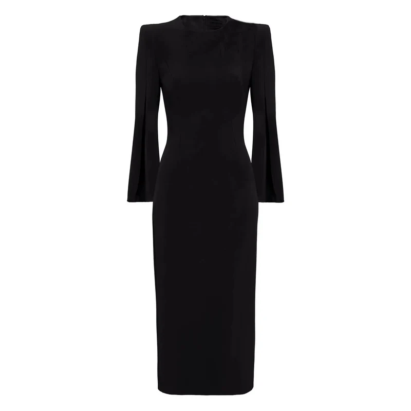 Damen Schlankes Abendkleid mit Cape-Ärmeln und tailliertem Schnitt Nord Taschen