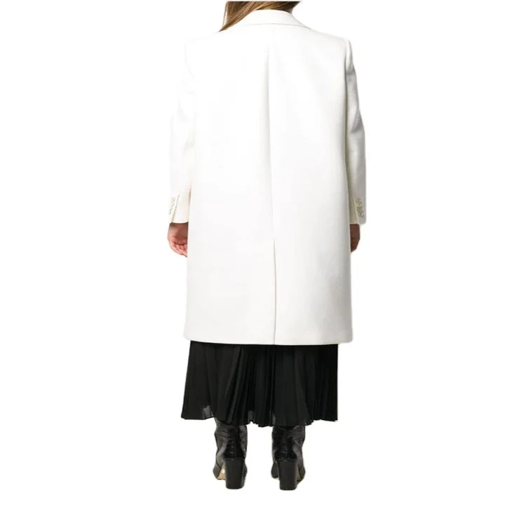 Damen Schlanker Zweireihiger Wollmix‑Longmantel mit Schalkragen, Goldknopf‑Detail und Pattentaschen Nord Taschen