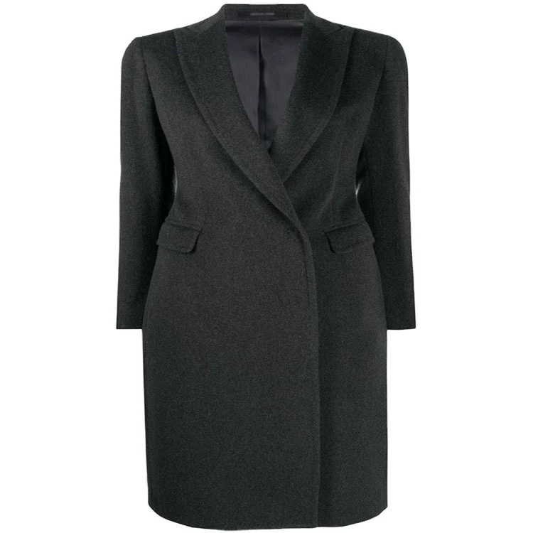 Damen Schlanker Tailoring-Longcoat mit Schalkragen, taillierter Nahtführung und verdeckter Knopfleiste Nord Taschen