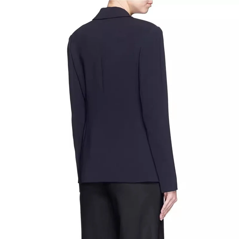 Damen Schalkragen-Wickelblazer mit seitlicher Knotenbindung und Pattentaschen Nord Taschen
