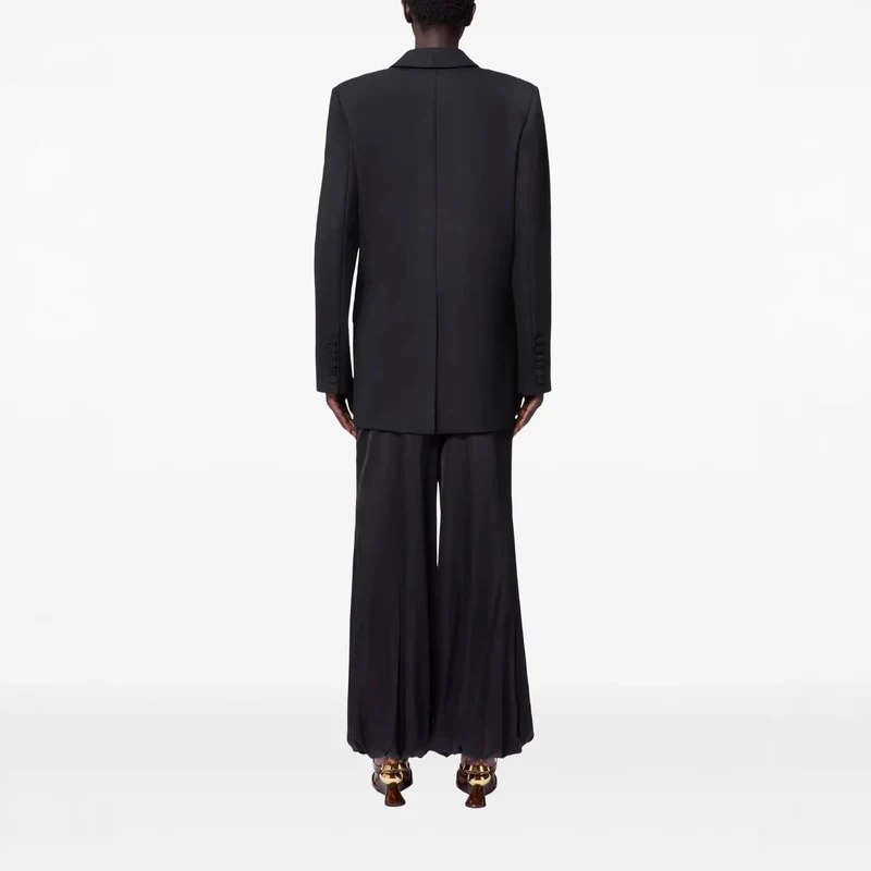 Damen Oversized Smoking-Longblazer mit tiefem Schalkragen und verlängerter Schulterlinie Nord Taschen