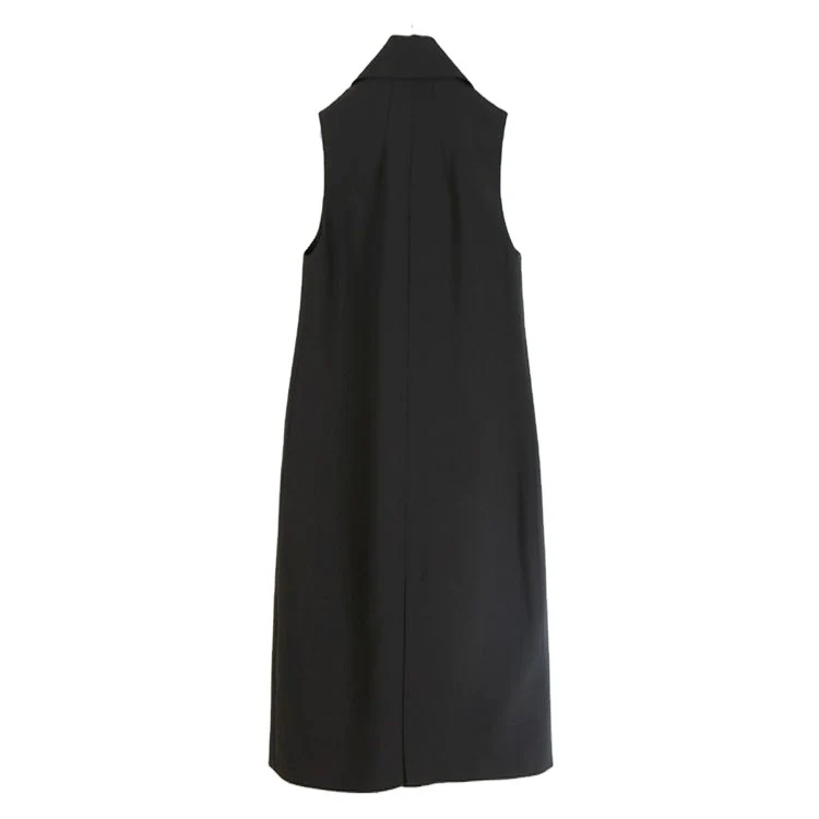 Damen Ärmellose A-Linien Longweste im Oversized Tailoring mit Schalkragen Nord Taschen