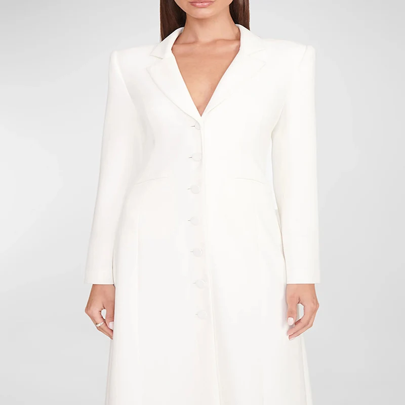 Damen Abendliches Maxikleid‑Blazer mit schlanker Silhouette, Korsettnaht und elegantem Frontschlitz Nord Taschen