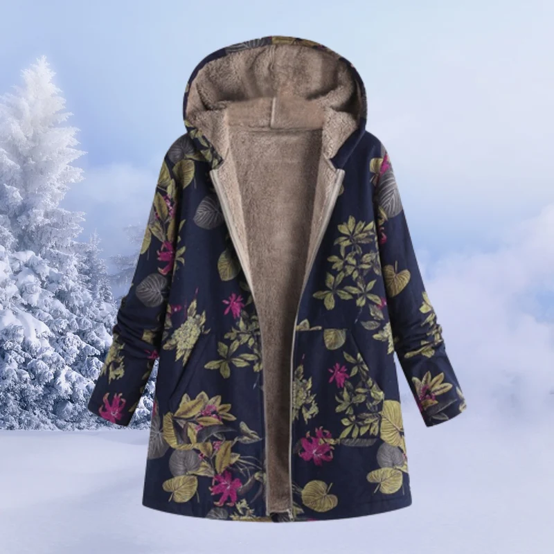 Winterjacke Damen mit Blumenmuster Warm