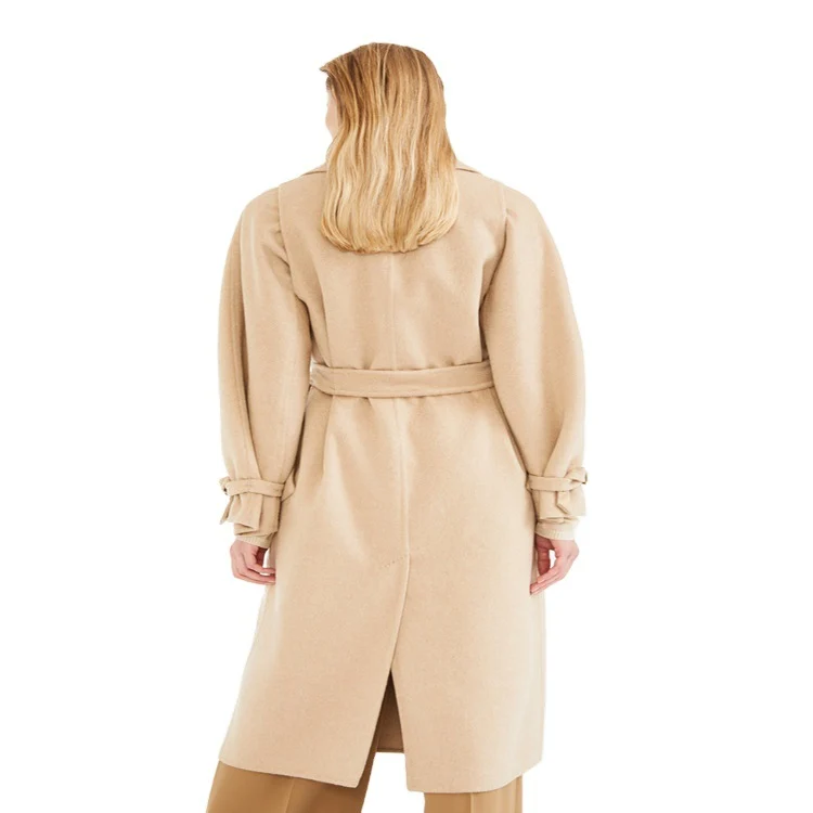 Damen Wollmantel mit Cape‑Schulter und Taillengürtel Nord Taschen