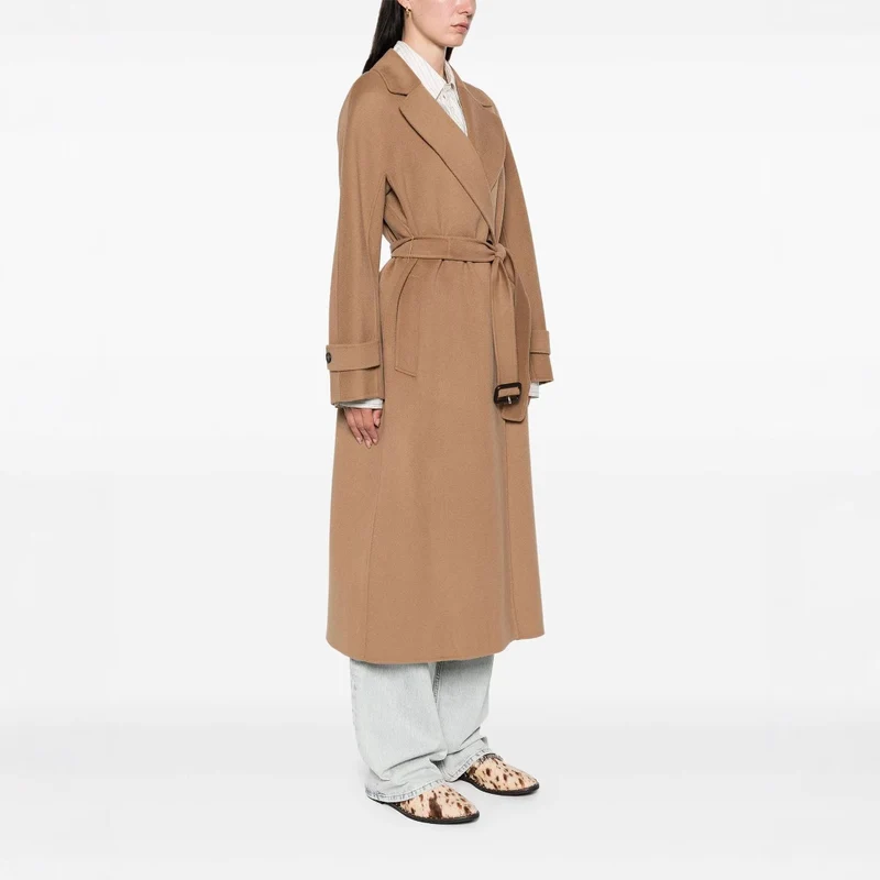 Damen Wickelmantel aus Wollmix mit Taillengürtel und Oversize-Schulter Nord Taschen