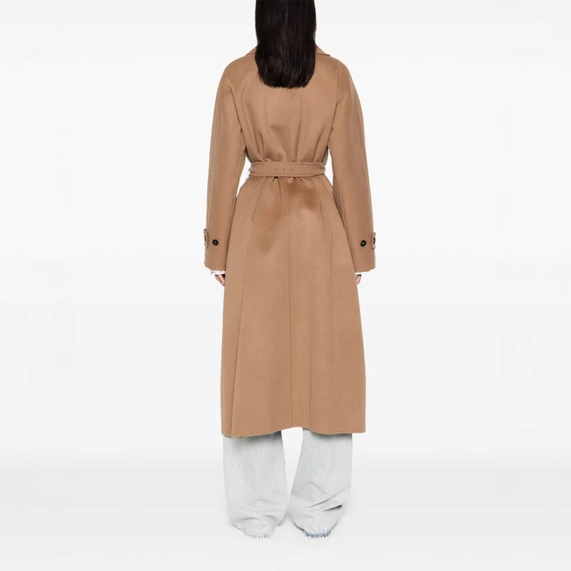 Damen Wickelmantel aus Wollmix mit Taillengürtel und Oversize-Schulter Nord Taschen