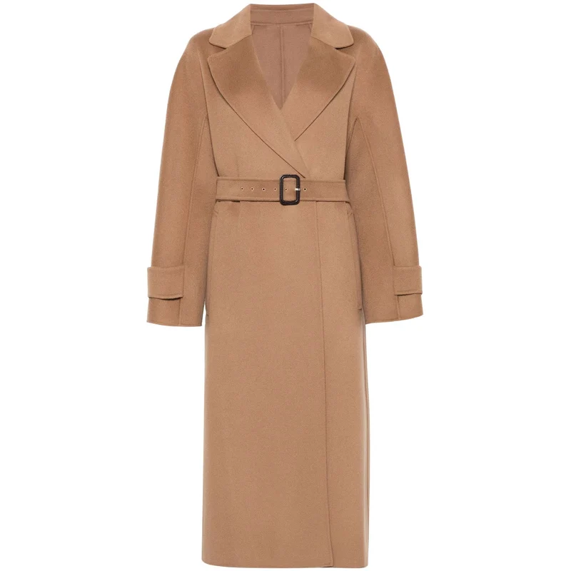 Damen Wickelmantel aus Wollmix mit Taillengürtel und Oversize-Schulter Nord Taschen