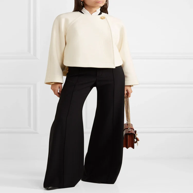 Damen Weitgeschnittene High‑Waist Palazzohose mit Bügelfalte Nord Taschen