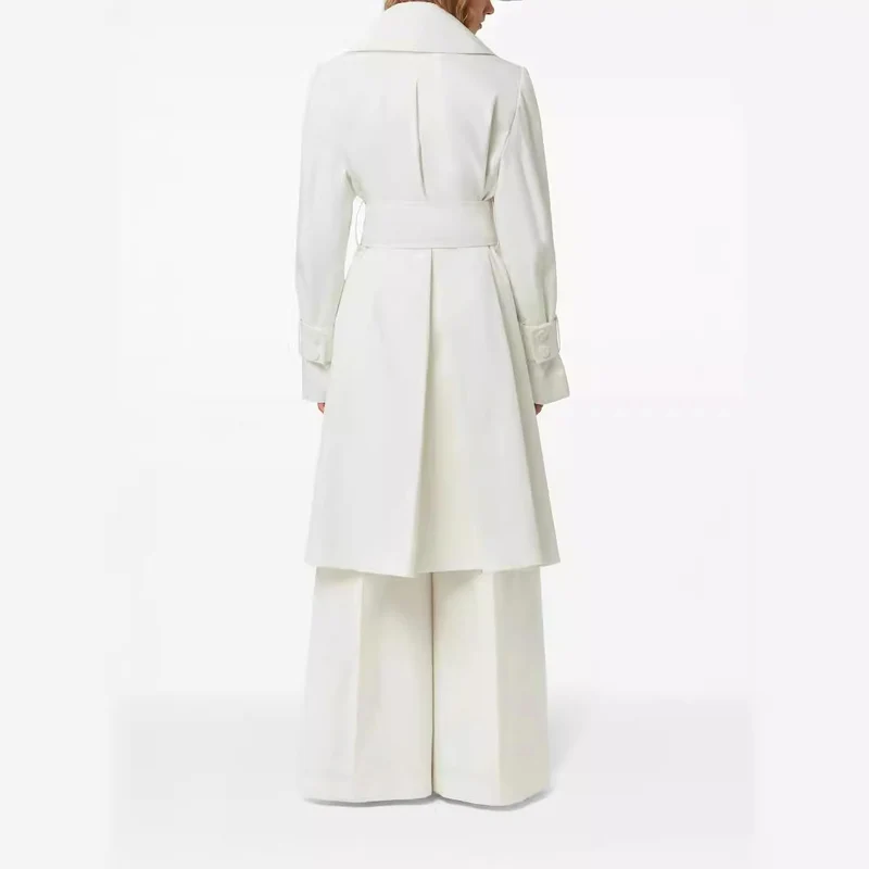 Damen Trenchcoat mit weitem Revers und Taillengürtel Nord Taschen