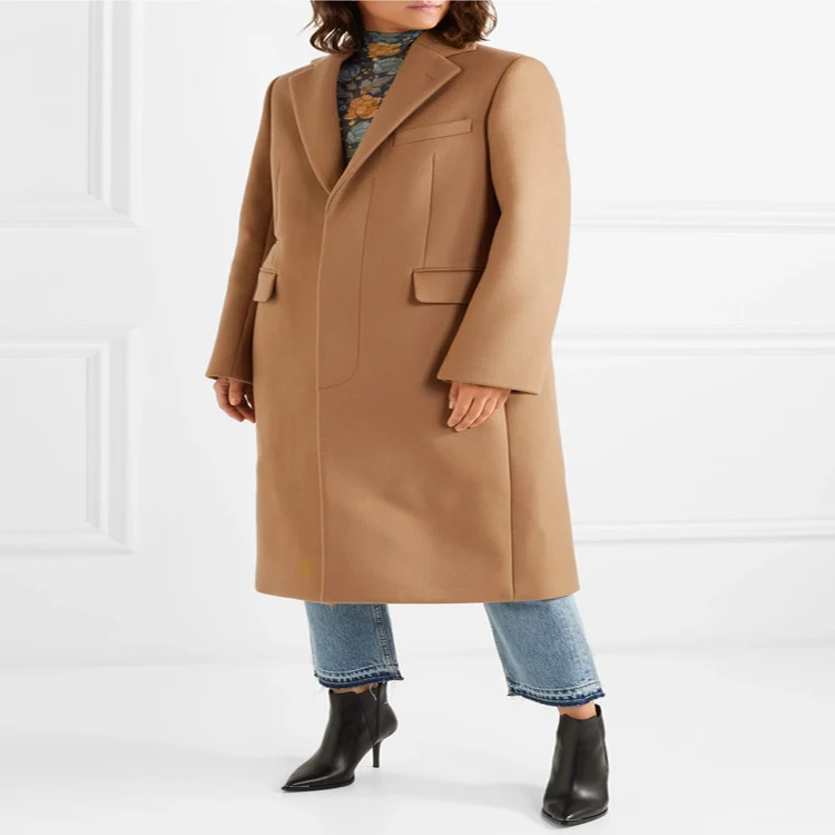 Damen Einreihiger Wollmix-Longcoat mit klarem Tailoring und Pattentaschen Nord Taschen