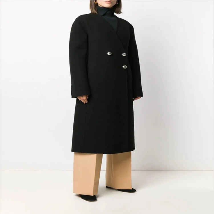 Damen Einreihiger Midimantel im Clean‑Tailoring mit dezenten Metallknöpfen und taillierter Naht Nord Taschen