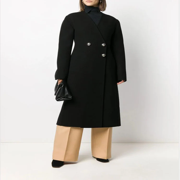 Damen Einreihiger Midimantel im Clean‑Tailoring mit dezenten Metallknöpfen und taillierter Naht Nord Taschen