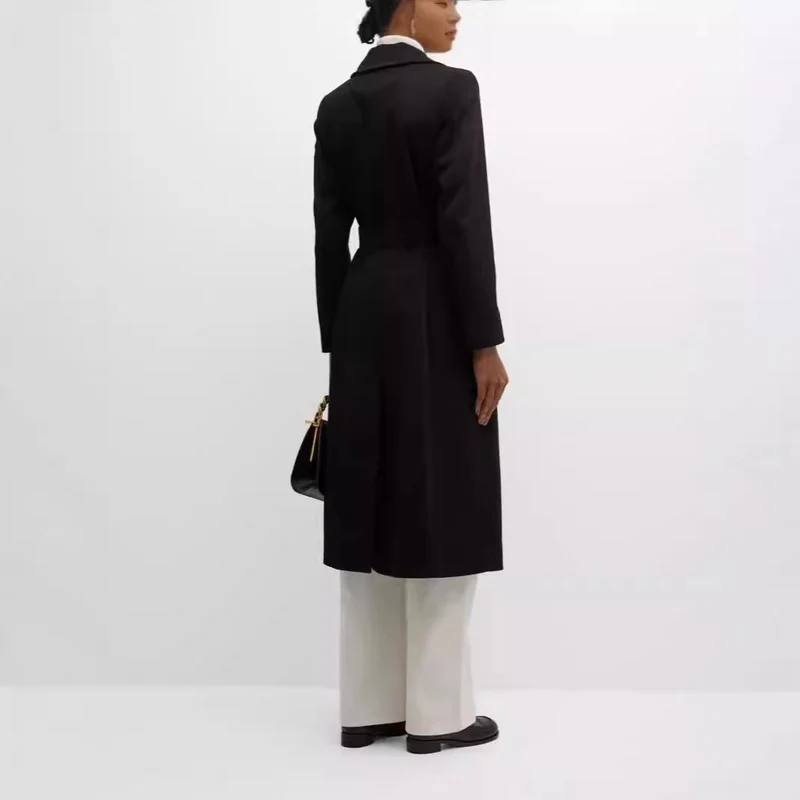 Damen Einreihiger Midilanger Mantel im Clean-Cut mit Taillengürtel und dezenter Pattentasche Nord Taschen