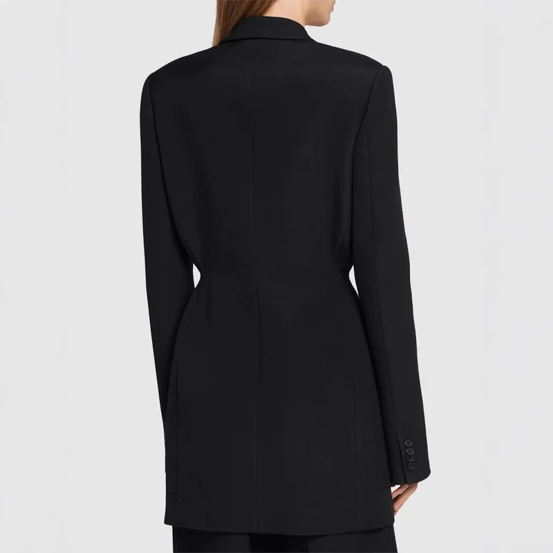 Damen Einreihiger Longblazer mit taillierter Silhouette und weiter Palazzohose Nord Taschen