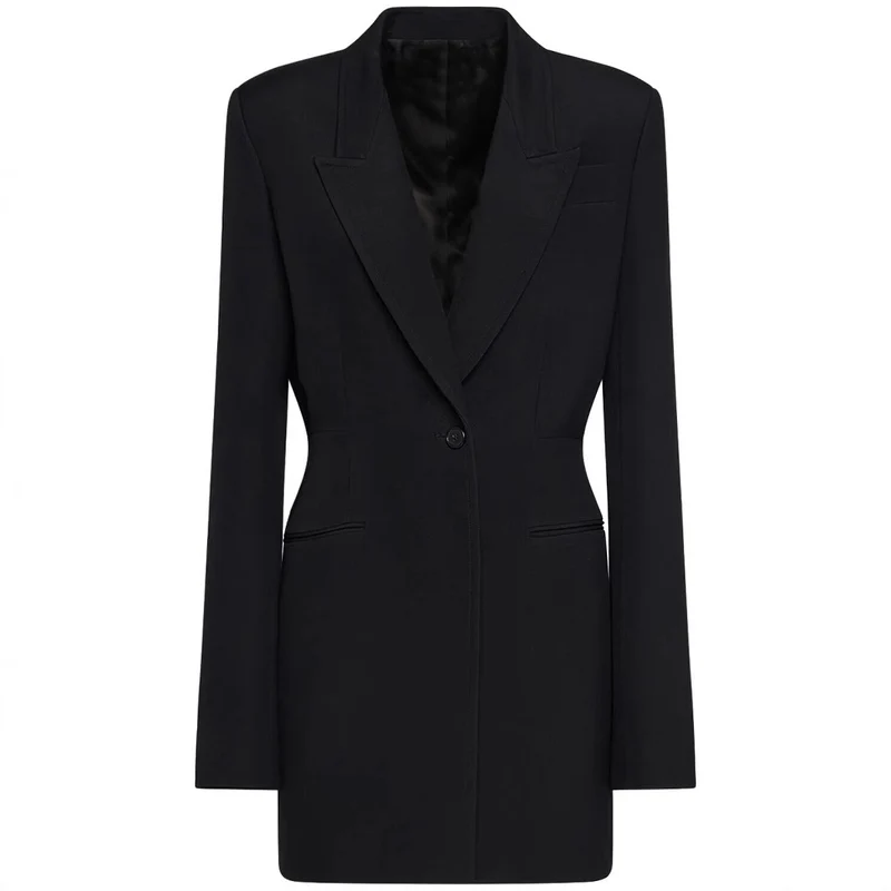 Damen Einreihiger Longblazer mit taillierter Silhouette und weiter Palazzohose Nord Taschen