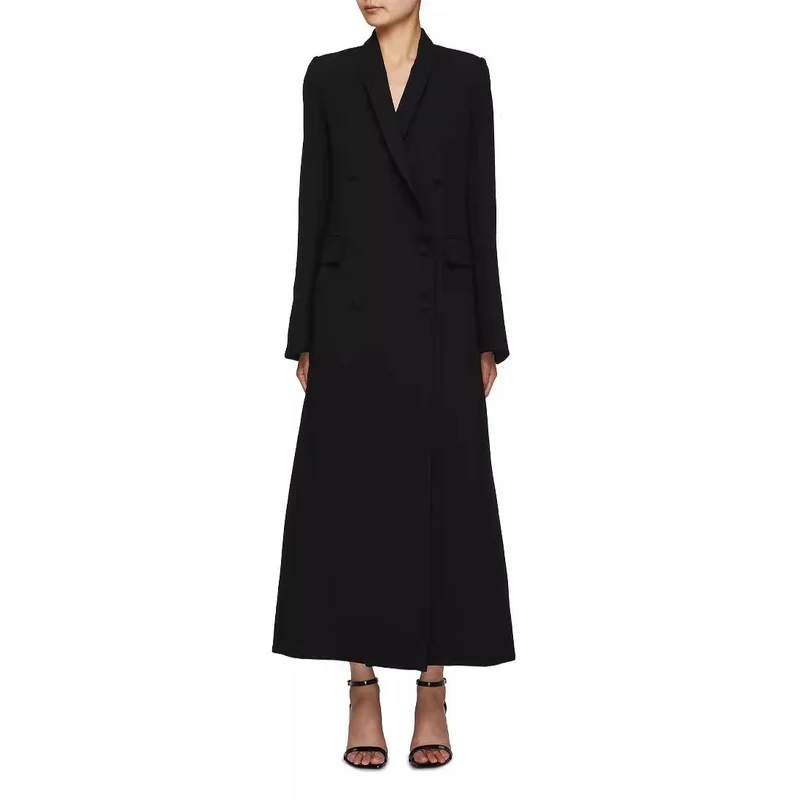 Damen Doppeltreihiger Maxi-Blazer-Mantel mit schlanker Silhouette Nord Taschen