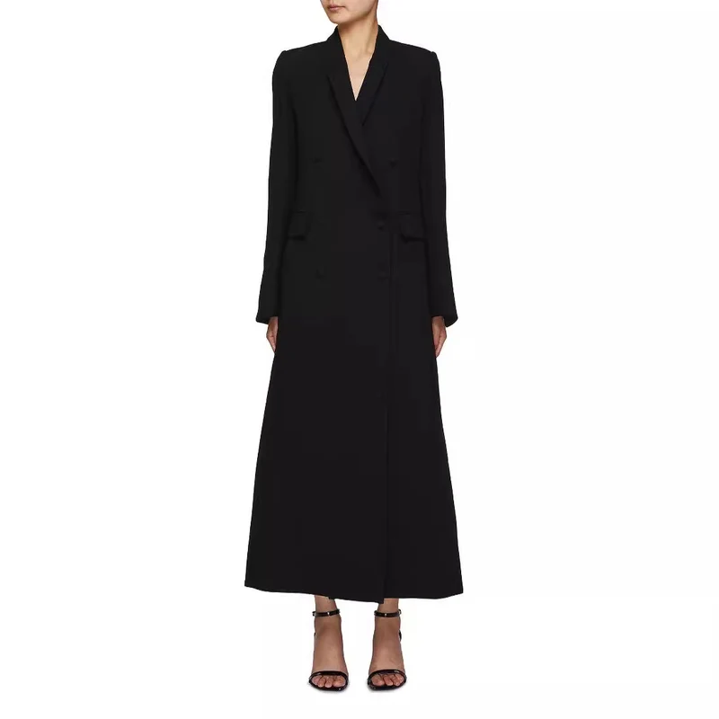 Damen Doppeltreihiger Maxi-Blazer-Mantel mit schlanker Silhouette Nord Taschen