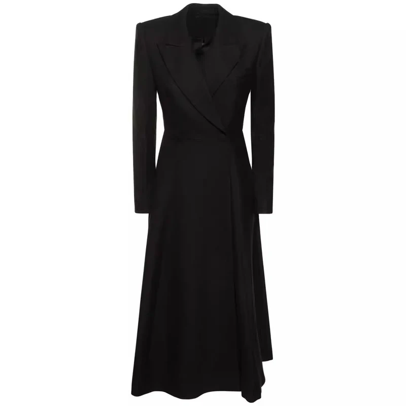 Damen langer taillierter Blazer‑Mantel mit Maxi‑Länge und strukturierten Schultern Nord Taschen