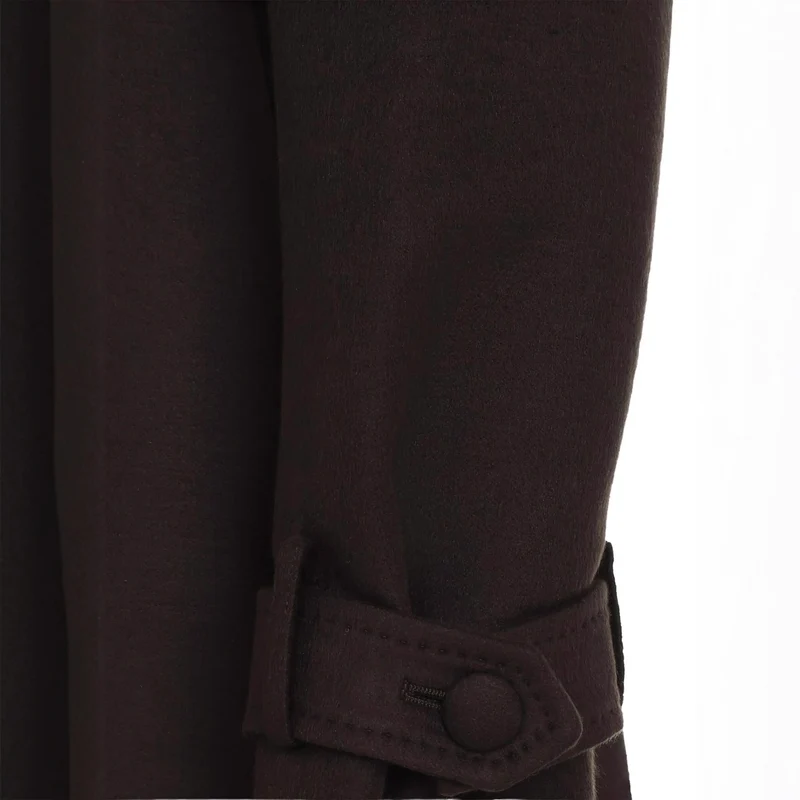 Damen Langer Doppelreihiger Wollmantel mit Schulterpatten Nord Taschen