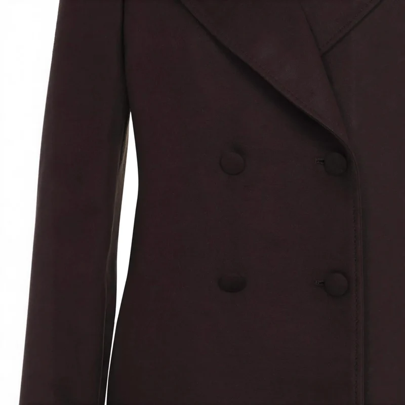 Damen Langer Doppelreihiger Wollmantel mit Schulterpatten Nord Taschen
