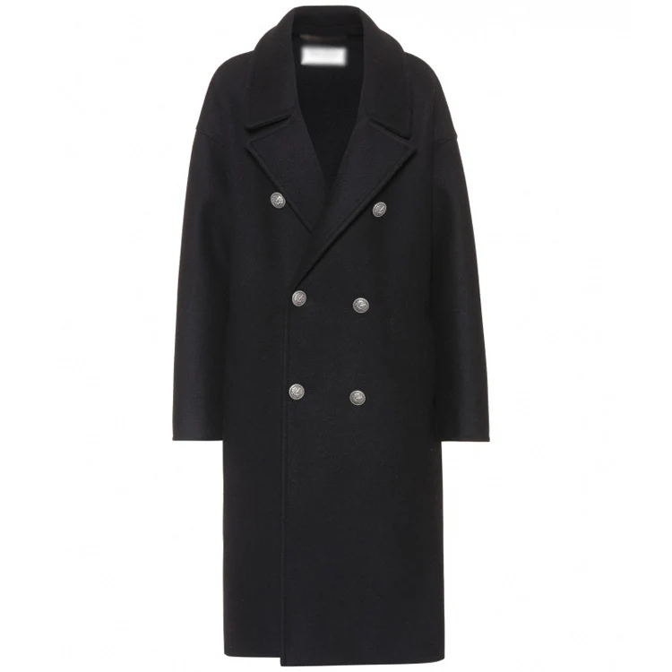 Damen Oversize Zweireihiger Longcoat mit weitem Schalkragen und relaxed Tailoring Nord Taschen