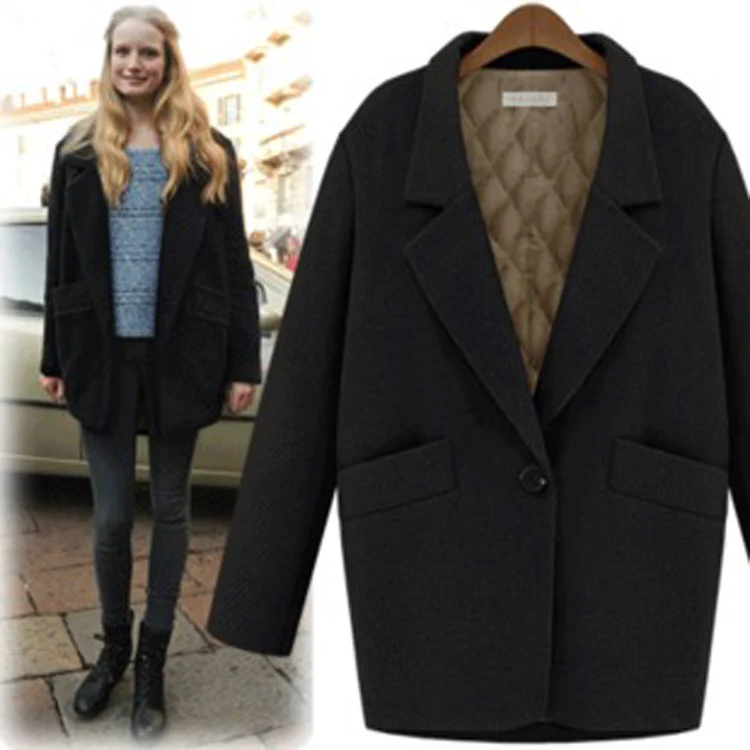 Damen Oversize Wollmix Shortcoat mit gesteppter Innenfütterung und Pattentaschen Nord Taschen